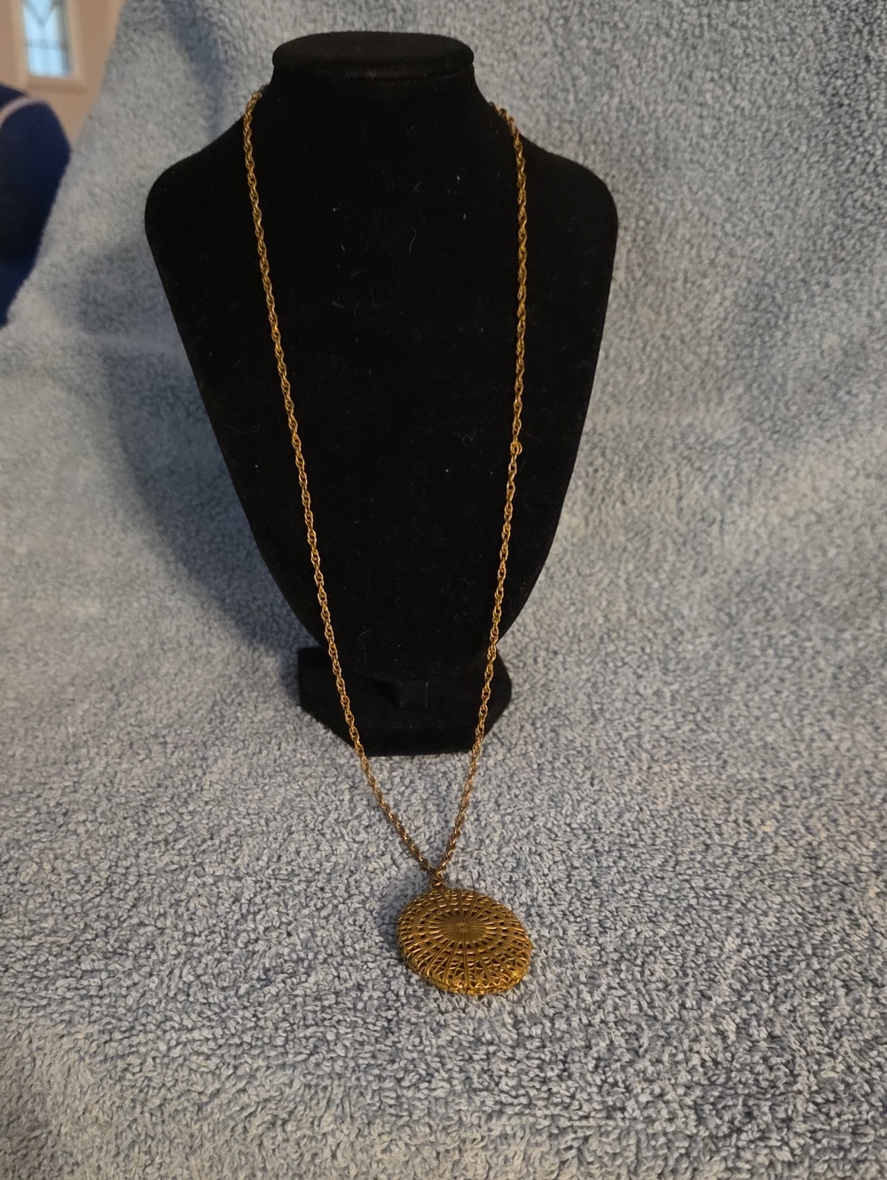 Gold Filigree Round Locket Pendant Long Necklace - Women's Jewelry